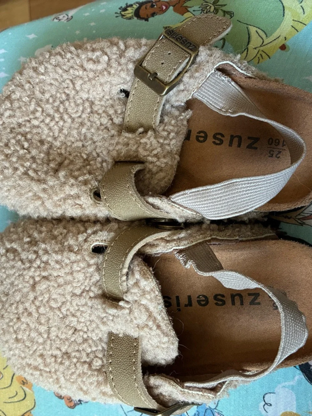 Kids Cream Faux-Shearling Slip-On Shoes